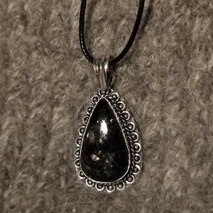 Nuummite, oldest known gemstone, pendant necklace, 925 silver plate, unisex, new
